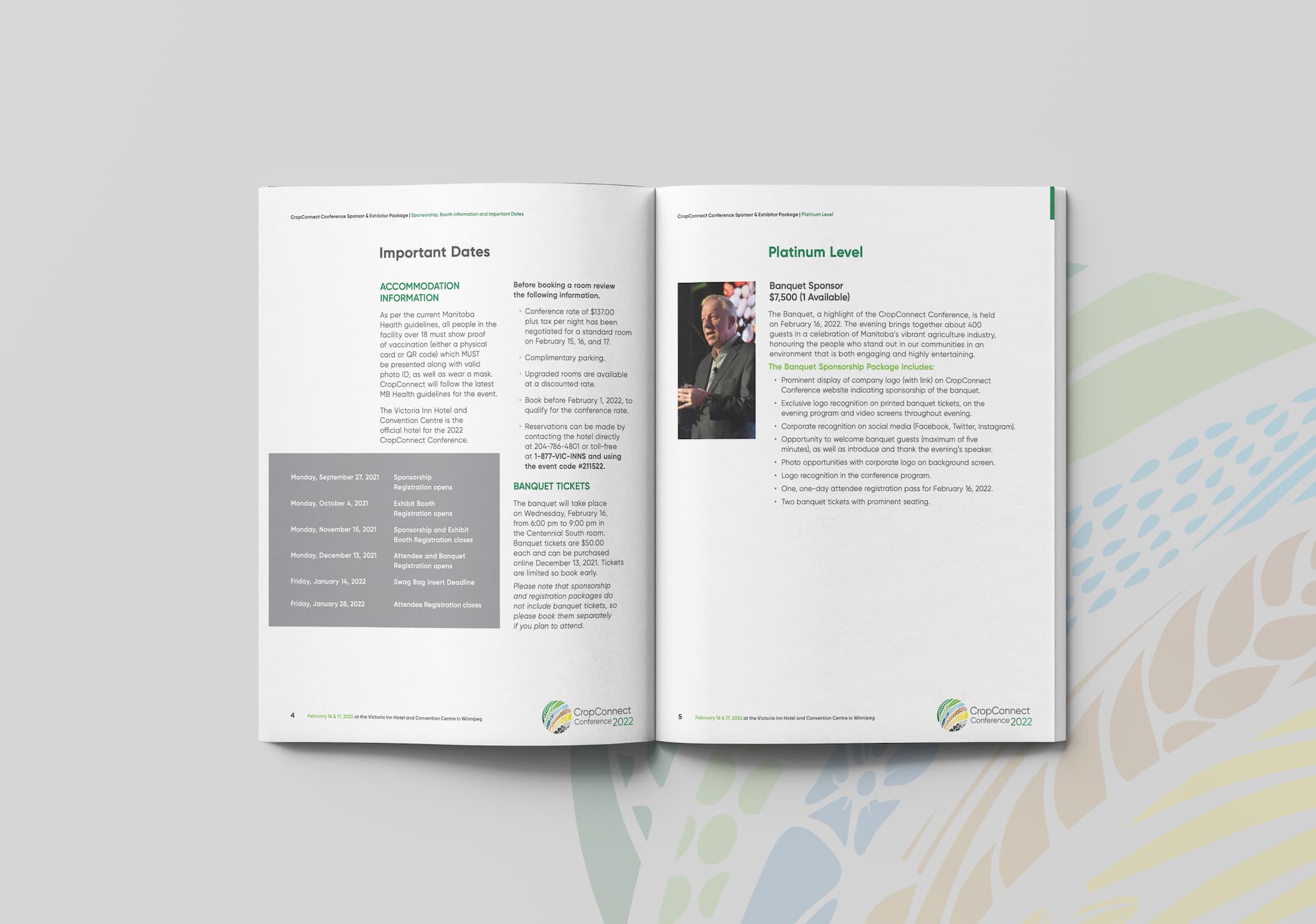 _spread An inside page of the CropConnect Conference 2022 Sponsor & Exhibitor Package booklet.